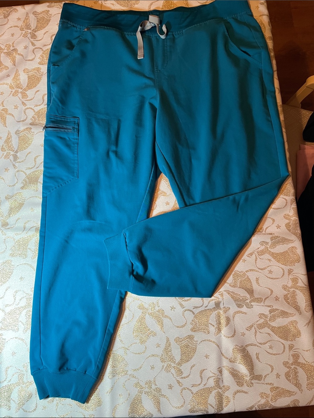 Figs Teal Track Jogger Pants with Cargo Pocket